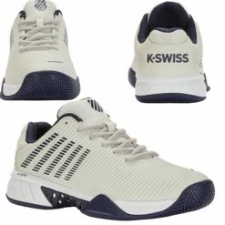 K-Swiss Hypercourt Express 2 Men, Gray/Navy 2E WIDE (Extra Width) -Sporting Goods Store 06806090 02749.1673992296