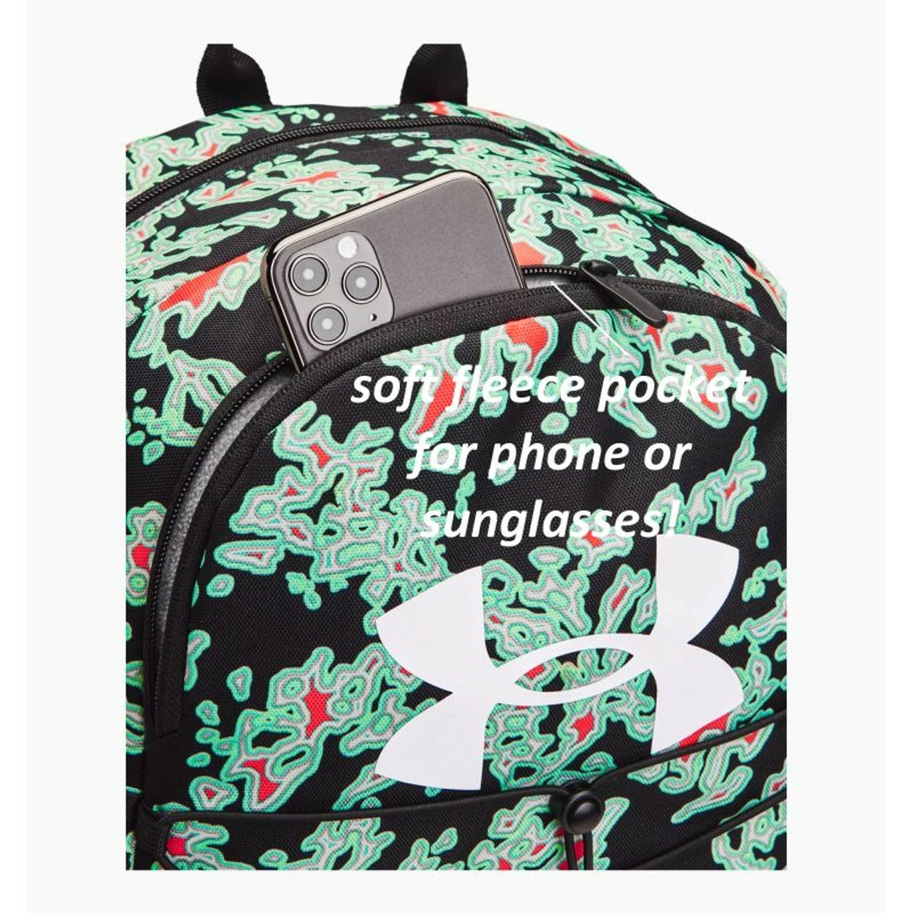 Under Armour Hustle Sport Backpack, Blk/Grn/Red 7 Under Armour Hustle Sport Backpack, Blk/Grn/Red - Image 5