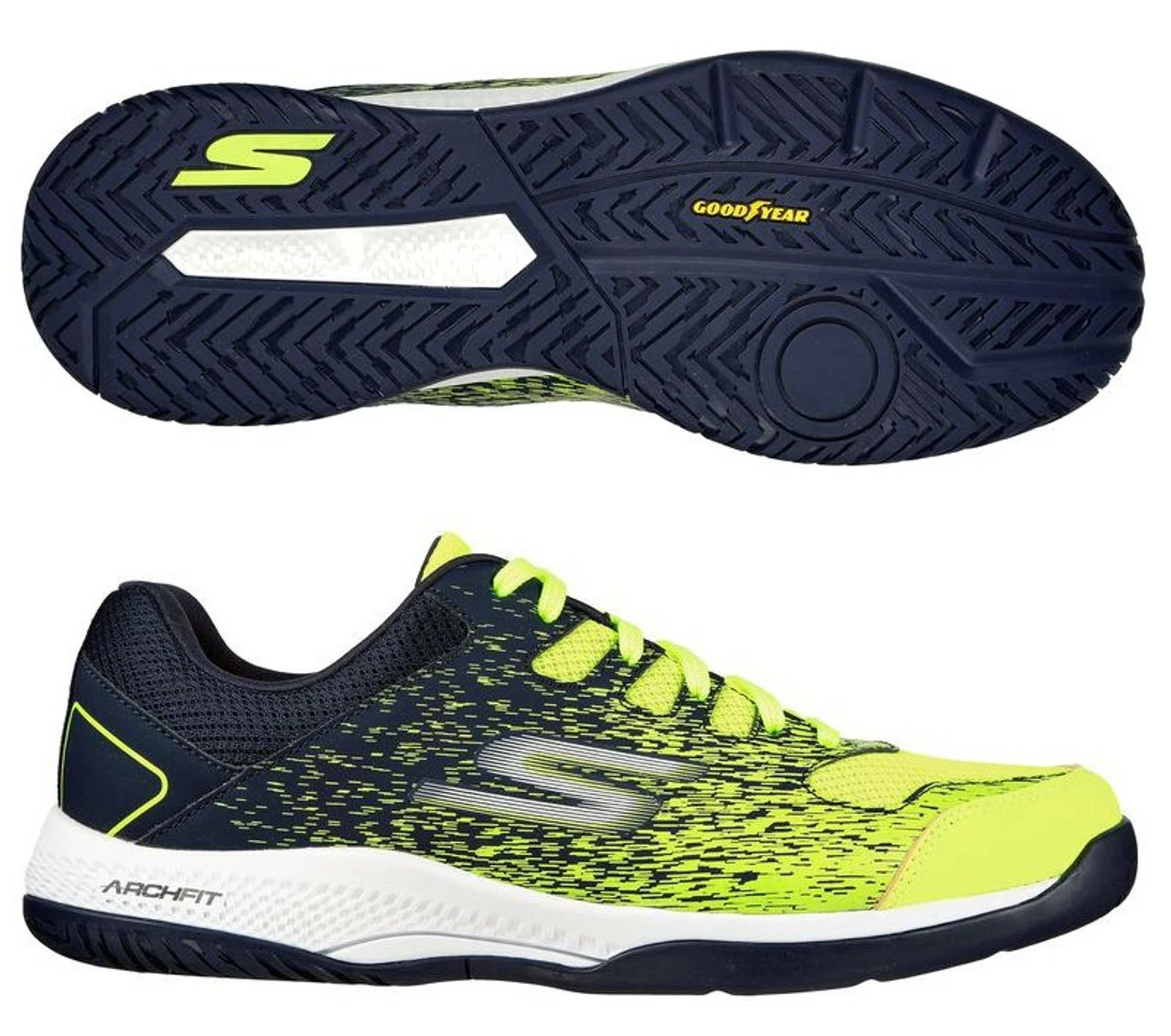 Skechers Viper Court Mens Pickleball Shoes, Yellow/Navy 3 Skechers Viper Court Mens Pickleball Shoes, Yellow/Navy