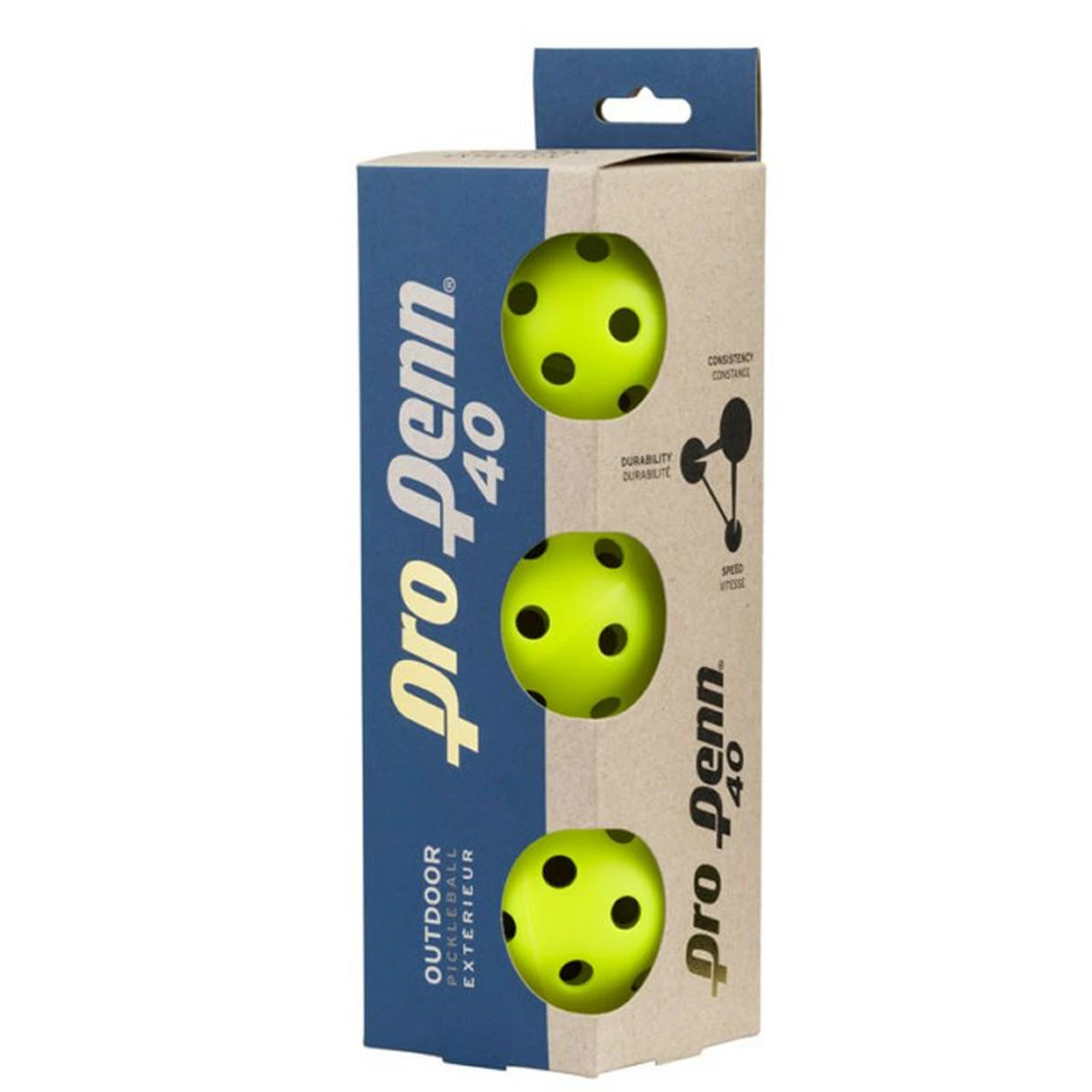Pro Penn 40 OUTDOOR Pickleball, Optic Yellow 3-Pack 3 Pro Penn 40 OUTDOOR Pickleball, Optic Yellow 3-Pack