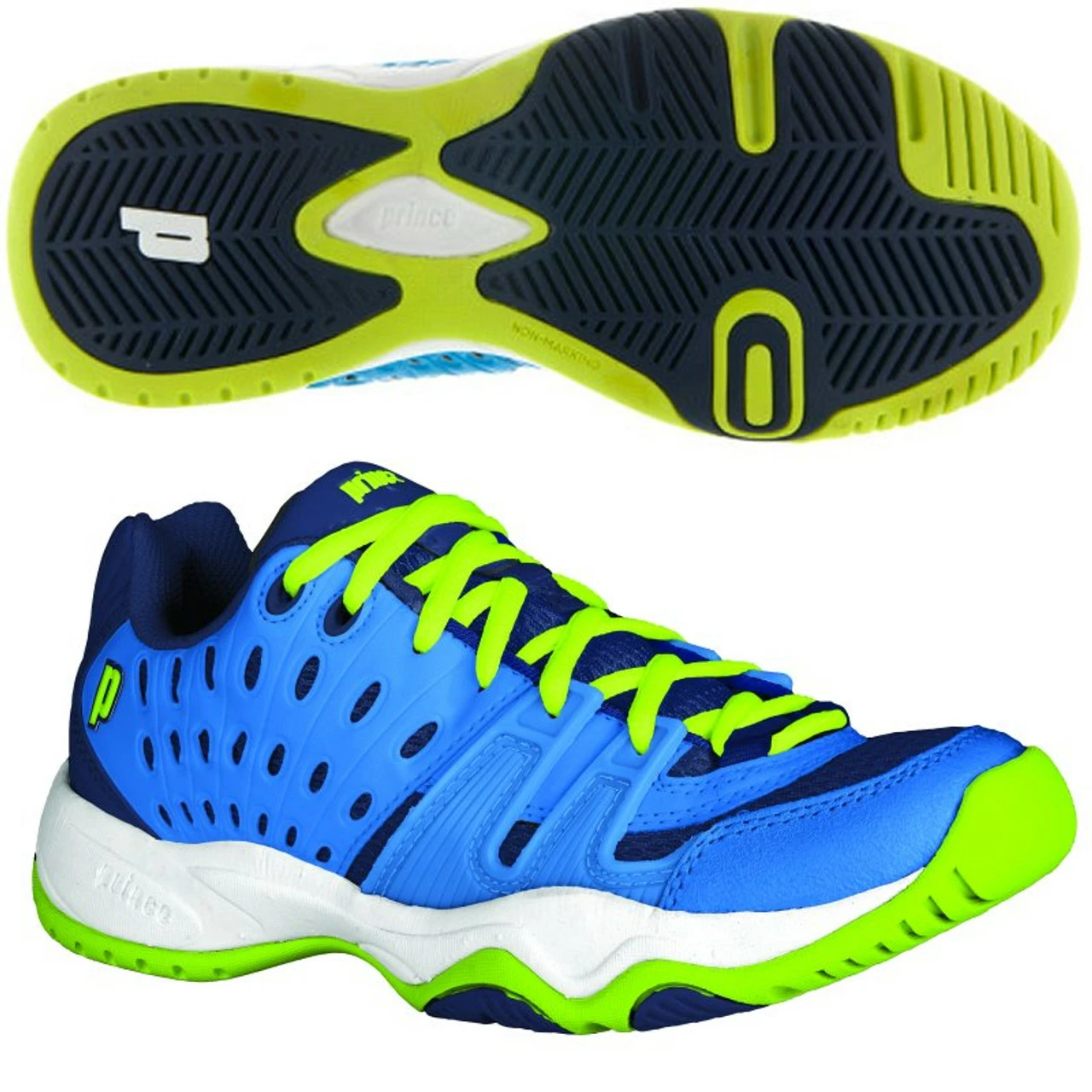 Prince T22 Junior Court Shoe, Cool Blue/Lime 2 Prince T22 Junior Court Shoe, Cool Blue/Lime