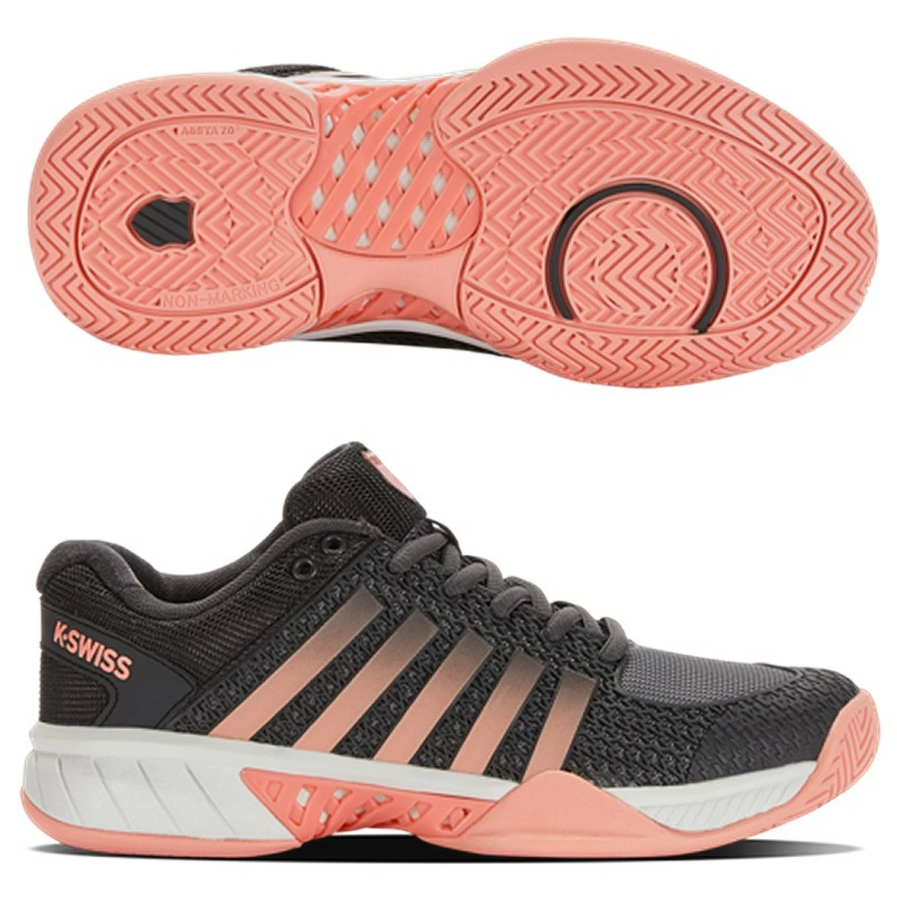 K-Swiss Express Light Pickleball, Women, Ashpalt/Peach 3 K-Swiss Express Light Pickleball, Women, Ashpalt/Peach