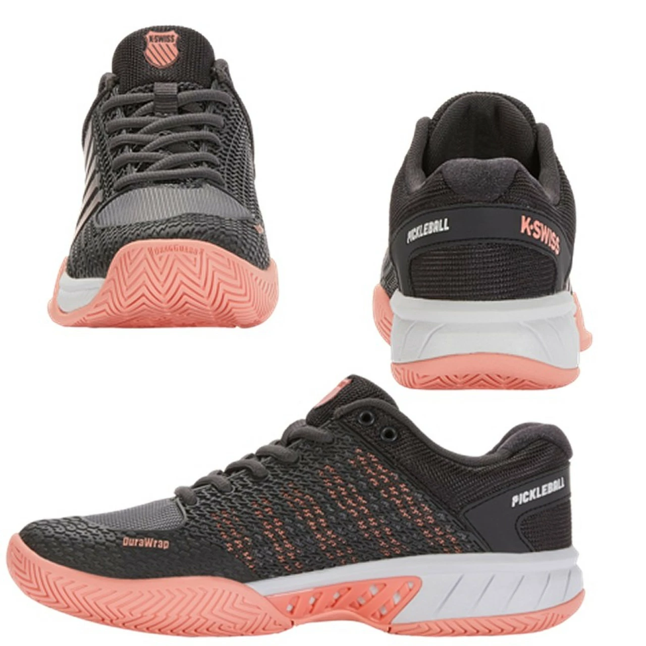 K-Swiss Express Light Pickleball, Women, Ashpalt/Peach 4 K-Swiss Express Light Pickleball, Women, Ashpalt/Peach - Image 2