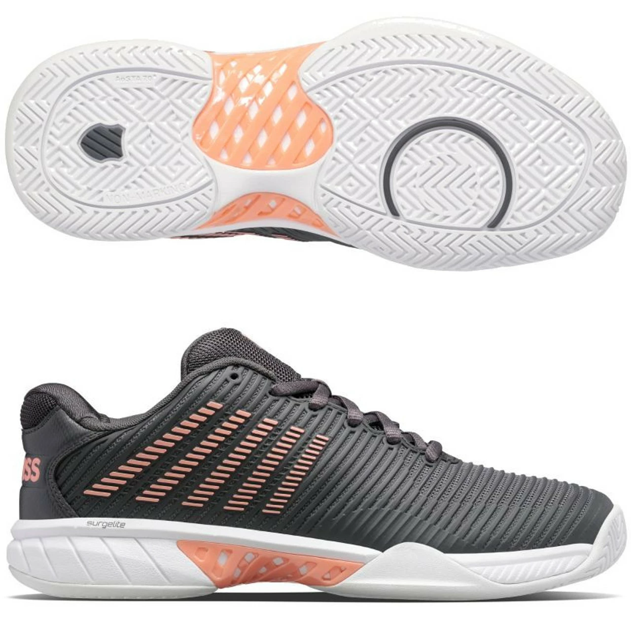 K-Swiss Hypercourt Express 2 Ladies WIDE, Ashpalt/Peach 4 K-Swiss Hypercourt Express 2 Ladies WIDE, Ashpalt/Peach - Image 2