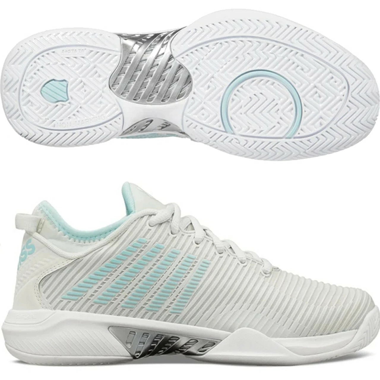 K-Swiss Hypercourt Supreme Women, Gray/Blue 3 K-Swiss Hypercourt Supreme Women, Gray/Blue