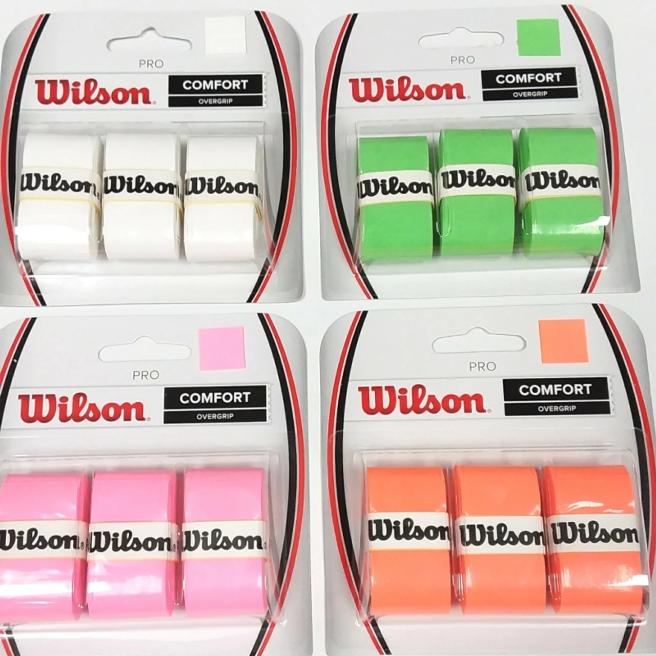Wilson Pro Overgrip, 3-Pack, White & Colors 3 Wilson Pro Overgrip, 3-Pack, White & Colors